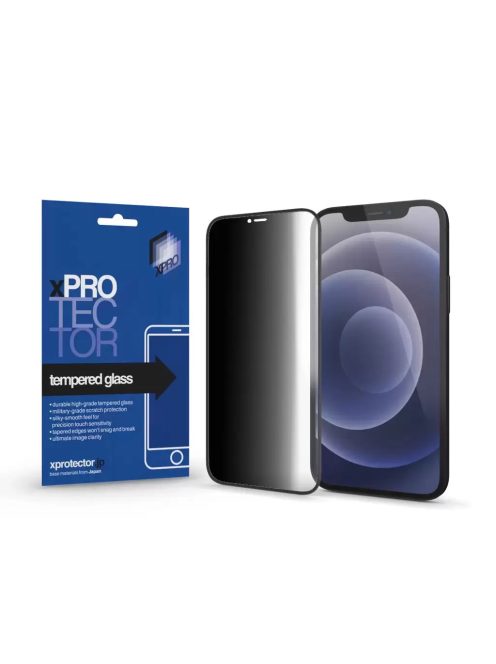 XPRO™ Tempered Glass 0.33 Full 3D Black FG PRIVACY kijelzővédő üveg / üvegfólia Apple iPhone 13 / 13 Pro / 14 készülékhez