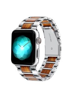   XPRO™ Apple Watch rozsdamentes acél fa berakással szíj Ezüst / Barna Apple Watch 42mm (S1-S3) / 44mm / 45mm / 46mm / 49mm készülékhez