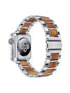 XPRO™ Apple Watch rozsdamentes acél fa berakással szíj Ezüst / Barna Apple Watch 42mm (S1-S3) / 44mm / 45mm / 46mm / 49mm készülékhez