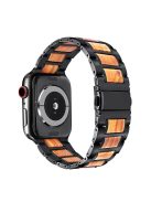 XPRO™ Apple Watch rozsdamentes acél fa berakással szíj Fekete / Barna 42mm/44mm/45mm/49mm