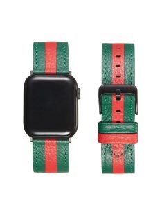   XPRO™ Apple Watch bőr szíj Sötétzöld / Piros Apple Watch 42mm (S1-S3) / 44mm / 45mm / 46mm / 49mm készülékhez