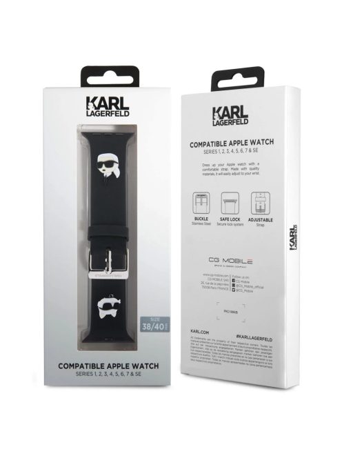 Karl Lagerfeld óraszíj fekete KLAWMSLKCNK Apple Watch 38mm / 40mm / 41mm / 42mm (S10) készülékhez