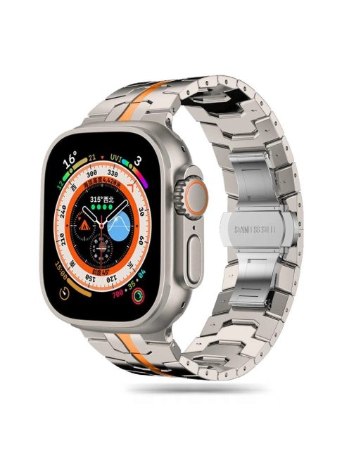  Tech-Protect STAINLESS LINE rozsdamentes acél óraszíj Titán / Narancs, Apple Watch 42mm / 44mm / 45mm / 49mm készülékhez