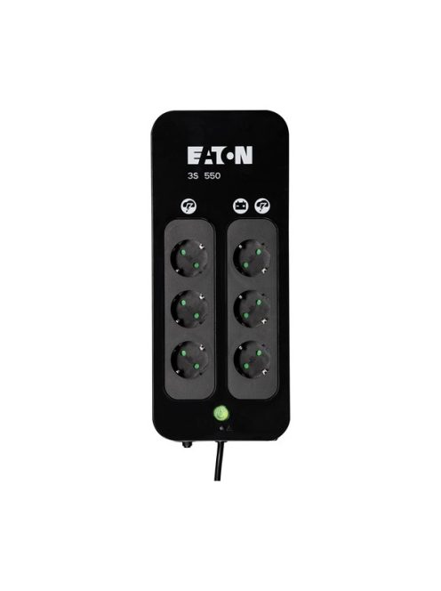 EATON UPS 3S (3+3 Schuko) 550VA (330 W) OFFLINE szünetmentes tápegység, torony - USB interfész felügyeleti szoftverrel