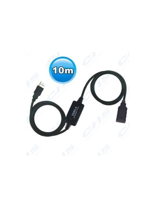 WIRETEK kábel USB Hosszabbító A-A, 10m, Male/Female, Aktív