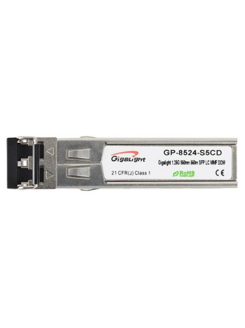 GIGALIGHT Modul SFP, 1.25G, 850nm, 550M reach, 0~70 temp.range, with Digital Diagnostics Monitoring