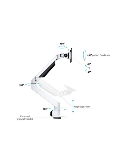 MULTIBRACKETS Asztali konzol, M VESA Gas Lift Arm Single White (15-34", max.VESA: 100x100 mm, 10 kg)