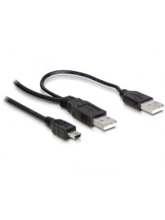 DELOCK kábel 2x USB 2.0-A male > USB mini 5 pin 1m