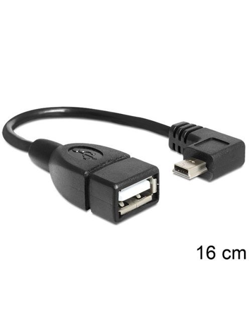 DELOCK kábel USB mini male 90 fokos > USB 2.0-A female OTG 16cm