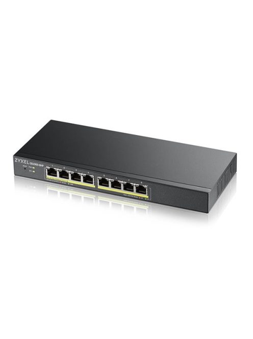 ZYXEL Switch 8x1000Mbps (8xPOE), Fémházas, Menedzselhető (8GbE port), GS1900-8HP-EU0103F