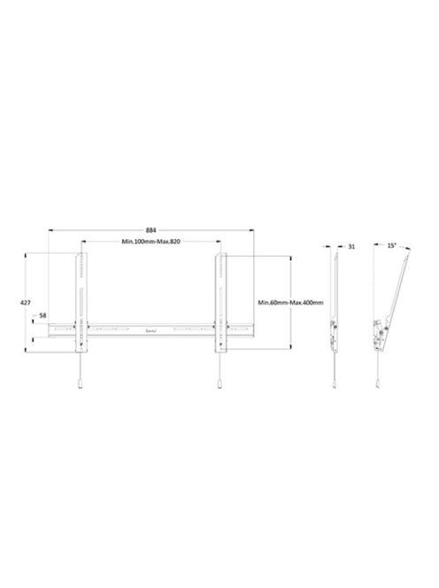 MULTIBRACKETS Fali konzol, M Universal Wallmount Tilt Air Large Black (40-85", max.VESA: 800x400 mm, 70 kg)