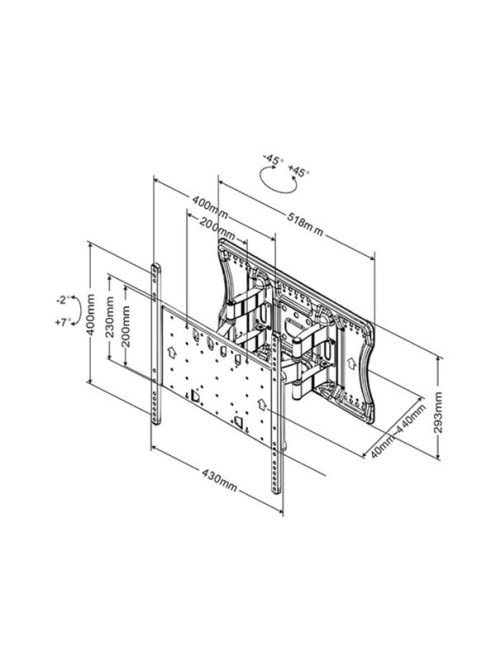 MULTIBRACKETS Fali konzol, M VESA Super Slim Tilt & Turn Plus HD (40-86", max.VESA: 400x400 mm, 65 kg)