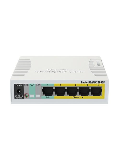 MIKROTIK Cloud Smart Switch 5x1000Mbps (POE Out) + 1x1000Mbps SFP, Menedzselhető, Asztali  - CSS106-1G-4P-1S
