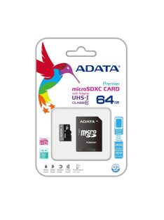   ADATA Memóriakártya MicroSDXC 64GB + Adapter UHS-I CL10 (50/10)