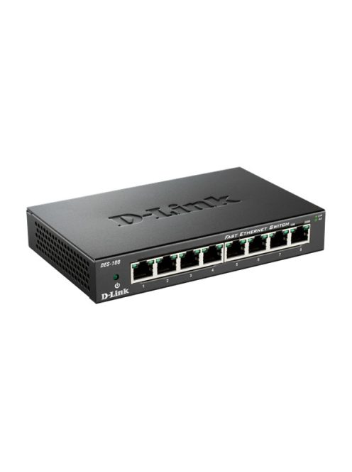 D-LINK Switch 8x100Mbps Fémházas Asztali, DES-108/E