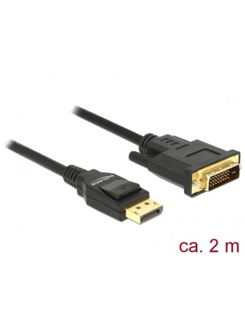 DELOCK kábel DisplayPort 1.2 male > DVI 24+1 male passzív 4K 30Hz 2m fekete