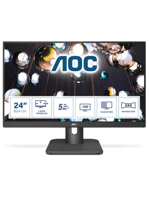 AOC IPS monitor 23.8" 24E1Q, 1920x1080, 16:9, 250cd/m2, 5ms, VGA/HDMI/Displayport, hangszóró