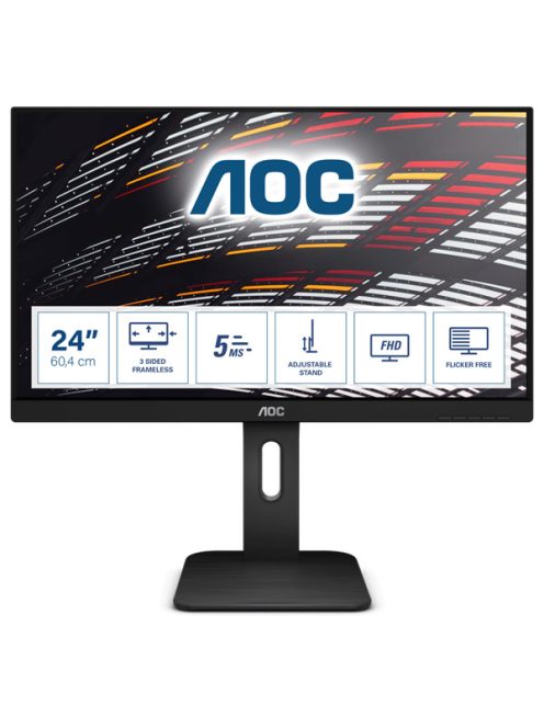 AOC IPS monitor 23.8" 24P1, 1920x1080, 16:9, 250cd/m2, 5ms, VGA/DVI/HDMI/DisplayPort/4xUSB, Pivot, hangszóró