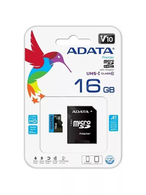ADATA Memóriakártya MicroSDHC 16GB + Adapter UHS-I CL 10 (100/10)