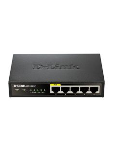   D-LINK Switch 5x100Mbps (4xPOE) Fémházas Asztali, DES-1005P/E