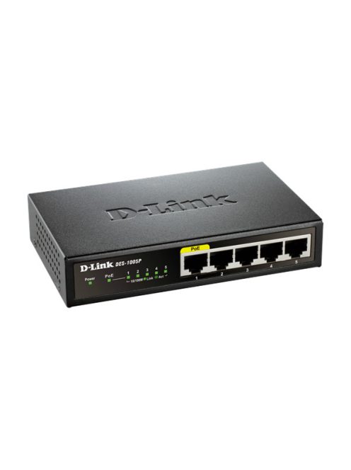 D-LINK Switch 5x100Mbps (4xPOE) Fémházas Asztali, DES-1005P/E