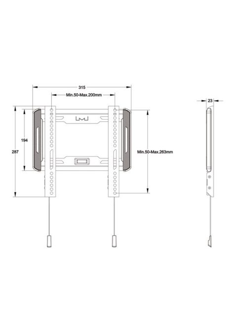 MULTIBRACKETS Fix fali konzol, M Universal Wallmount Fixed Small Black (24-55", max.VESA: 200x200 mm, 50 kg)