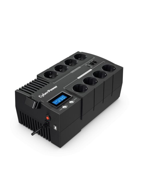 CYBERPOWER UPS BR1000ELCD (8 aljzat) 1000VA 600W, 230V szünetmentes elosztósor + USB LINE-INTERAKTÍV