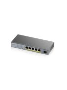 ZYXEL Switch 5x1000Mbps (5xPOE) + 1xGigabit SFP Menedzselhető, GS1350-6HP-EU0101F