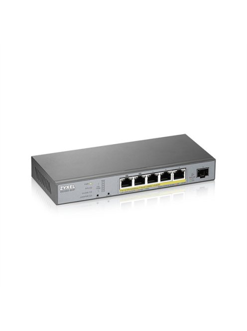 ZYXEL Switch 5x1000Mbps (5xPOE) + 1xGigabit SFP Menedzselhető, GS1350-6HP-EU0101F