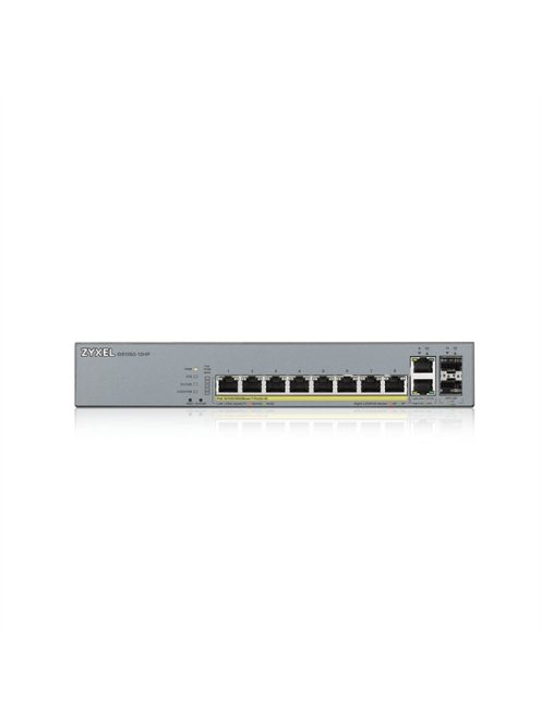 ZYXEL Switch 10x1000Mbps (8xPOE) + 2xGigabit SFP Menedzselhető Rackes, GS1350-12HP-EU0101F