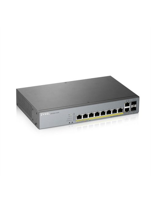 ZYXEL Switch 10x1000Mbps (8xPOE) + 2xGigabit SFP Menedzselhető Rackes, GS1350-12HP-EU0101F