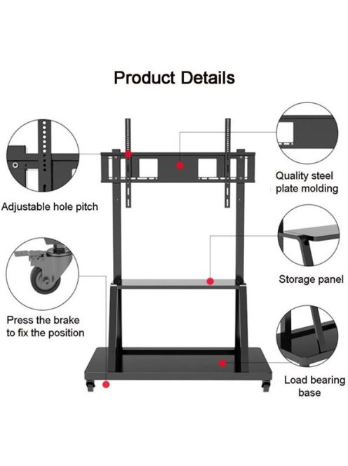 TECHLY ICA-TR30 gurulós padlóállvány 55-100" LED/LCD kijelzőkhöz