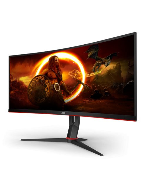 AOC Ívelt Gaming 144Hz VA monitor 34" CU34G2X/BK, 3440x1440, 21:9, 300cd/m2, 1ms, 2xHDMI/2xDisplayPort/4xUSB