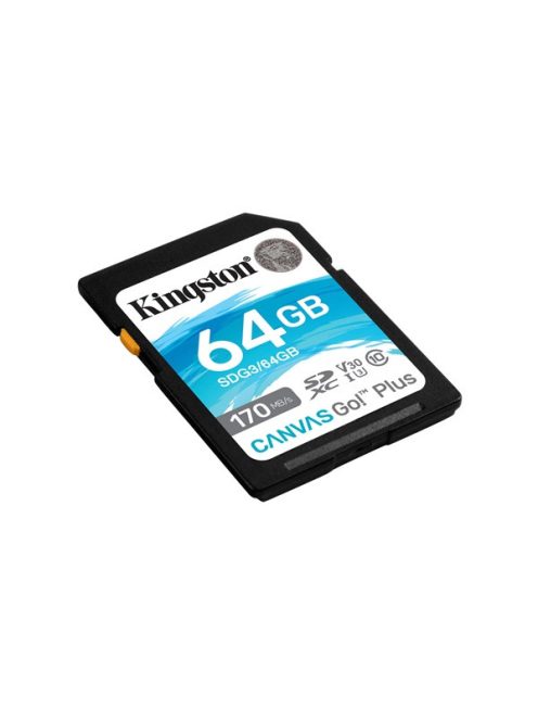 KINGSTON Memóriakártya SDXC 64GB Canvas Go Plus 170R C10 UHS-I U3 V30