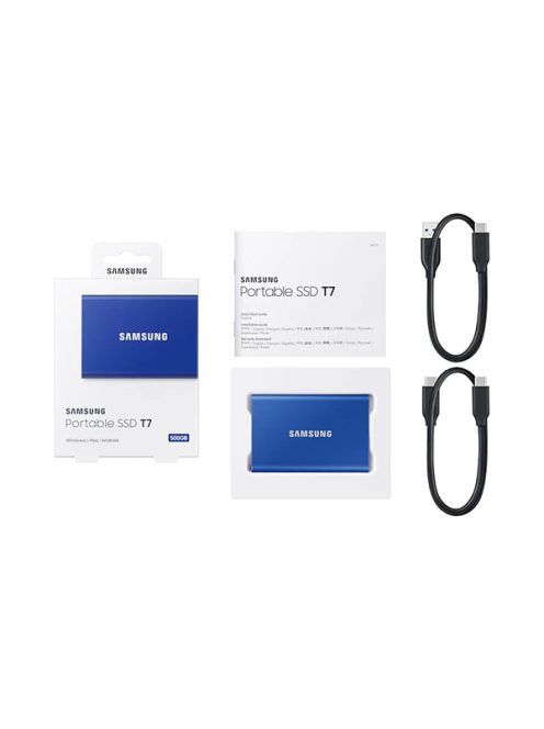 SAMSUNG Hordozható SSD T7 USB 3.2 500GB (Kék)