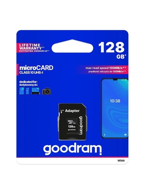 GOODRAM Memóriakártya MicroSDXC 128GB CL10 UHS-I + adapter