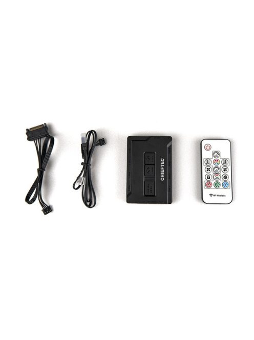 CHIEFTEC Ventilátor, TORNADO RGB Ventilátor + RGB Kontroller + Távirányító, 3 darab/csomag, fekete