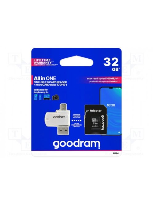 GOODRAM Memóriakártya SDHC 32GB CL10 UHS-I + adapter + OTG kártyaolvasó