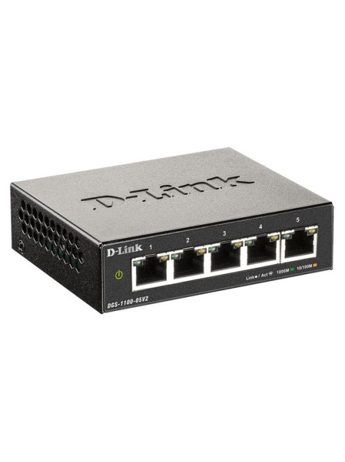 D-LINK Switch 5x1000Mbps Fémházas Asztali Menedzselhető, DGS-1100-05V2/E