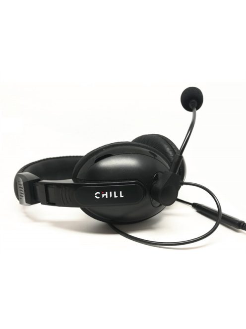 CHILL SZTEREO USB HEADSET, fekete, 2m-es kábel, ki-be kapcsolható mikrofon