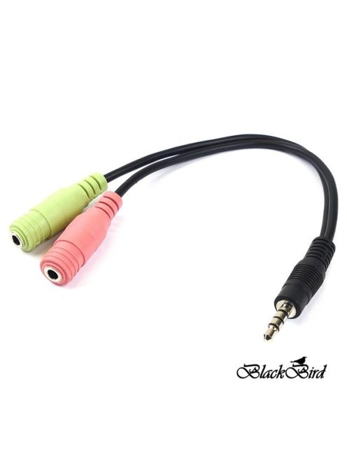 BLACKBIRD Átalakító Headset Stereo jack 1x 3.5mm 4 pin male to 2x 3.5mm 3 pin female (OMTP)