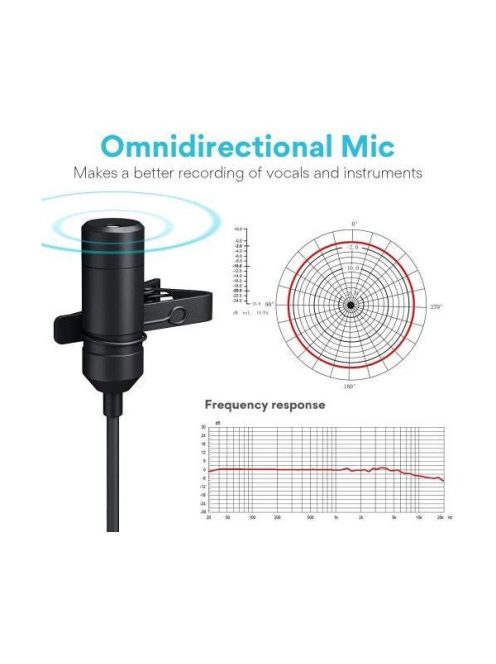 MAONO Tölthető Mikroport AU-100R, Rechargeable Omnidirectional Lapel Microphone