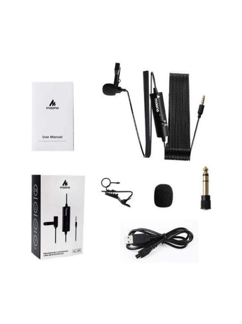 MAONO Tölthető Mikroport AU-100R, Rechargeable Omnidirectional Lapel Microphone