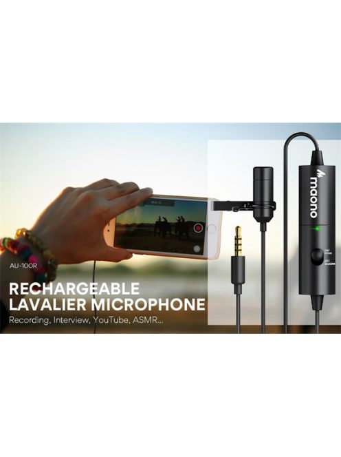 MAONO Tölthető Mikroport AU-100R, Rechargeable Omnidirectional Lapel Microphone