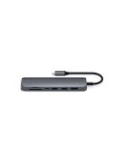 Satechi Aluminium Type-C Slim Multiport, 1xHDMI 4K,2x USB-A,1x SD,1x Ethernet, USB-C(60W) - Space Grey