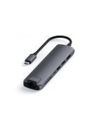 Satechi Aluminium Type-C Slim Multiport, 1xHDMI 4K,2x USB-A,1x SD,1x Ethernet, USB-C(60W) - Space Grey