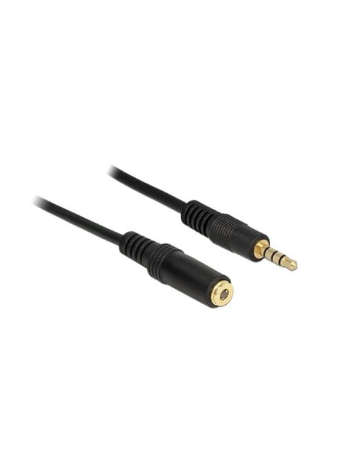 DELOCK kábel Stereo jack 3.5mm 4 pin male / female hosszabbító 2m fekete