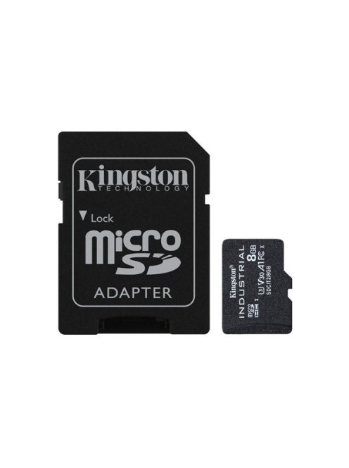 KINGSTON Memóriakártya MicroSDHC 8GB Industrial C10 A1 pSLC + Adapter