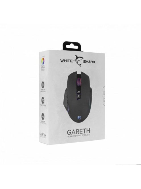 WHITE SHARK GARETH gamer egér, fekete