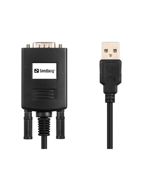 SANDBERG USB-adapter, USB to Serial Link (9-pin), Fekete